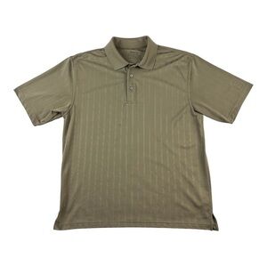PGA Tour Polo Golf Shirt Brown Striped Short Sleeve Size L